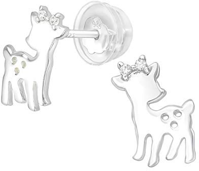Laimons Mädchen-Ohrstecker Reh Rehkitz Glanz aus Sterling Silber 925