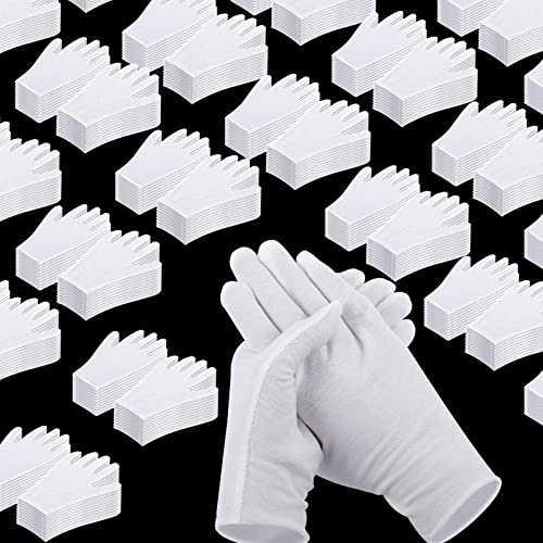 Jecery 300 Pairs White Cotton Gloves Bulk for Dry Hands and Inspection