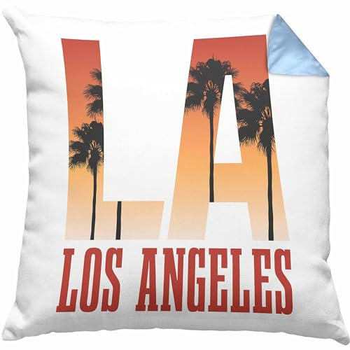 Trendation LA Los Angeles Kissen mit Füllung 40x40 Geschenk USA Liebhaber United States of America (Blau)
