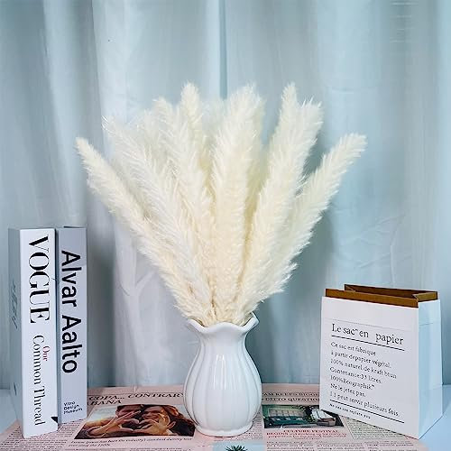 Pampasgras Getrocknet 30pcs Natürliche Trockenblumen Deko DIY Trockene Blüten Strauß,Pampasgras-Bouquet Schilfblume Deko Ideal for Boho Wohnzimmer-Schlafzimmer-und Vasen (LZGSGO-0109)