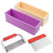 ZOENHOU Lot de 3 moules à savon en silicone de 1,2 l avec boîte en bois, moule à pain rectangulaire avec coupe-savon ondulé et droit en acier inoxydable