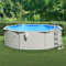 Pool mit Sicherheitsleiter, JUNZAI Pool Stahlwand, Swimmingpool, Gartenpool Komplettset, Pool Garten, Aufstellpool, Schwimmbad, 460x120 cm