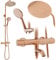 Rea Duschsystem mit Thermostat Lungo Rose Gold Duschset Duscharmatur mit Duschkopf und Kopfbrause aus Messing Duschgarnitur für Badezimmer (Rose Gold)