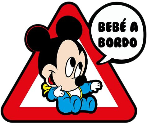 CUAC REVOLUTION Adesivo neonato a bordo Mickey vinile stampato per auto incollato interno