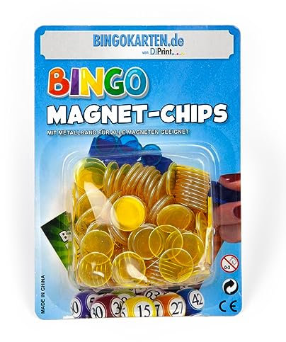 DiPrint 100 Bingo Magnet-Chips mit Metallrand (Gelb)