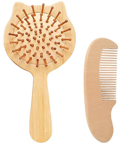 Spazzola Bamboo Bambini, Spazzola Bambina Mini Spazzola Capelli Spazzola Districante Bambina Spazzola di Bambù per Capelli Bamboo Brush per Bambini Ragazze
