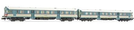 FS, confezione da 2 unità ALn 668 serie 1900, 2 porte livrea originale FS, finestrini arrotondati, epoca IV