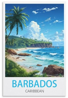 NGeniC Barbados Karibik-Vintage-Reiseposter, 20 x 30 cm, Kunstdruck auf Leinwand, für Wohnzimmer, Schlafzimmer, Heimdekoration, moderne Kunst
