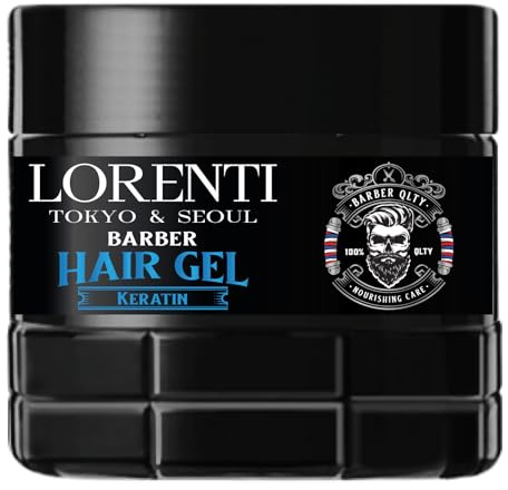 LORENTI TOKYO & SEOUL Barber Hair Styling Gel KERATIN 500ml - Haargel Herren - Starker Halt - Kein Verkleben und ohne Rückstände - Alkohol Frei - Hair Gel - wet hair look - gummy Effect