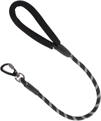 Niuoppy Short Dog Lead Padded Handle 61cm, Short Leash for Dog Strong, Short Reflective Training Leads For Medium Large Dogs(Black)