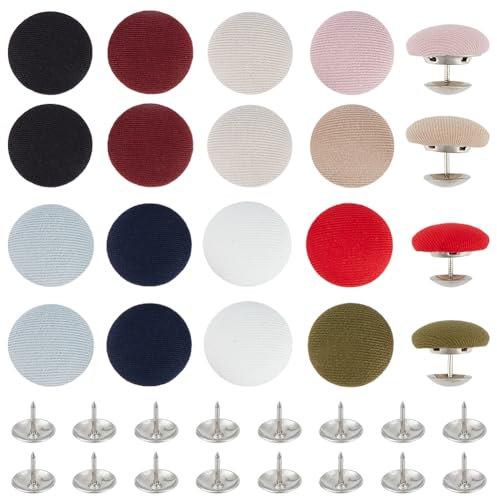 BENECREAT 20 Set 10 Farbiges Tuch Mit Metallknöpfen, 18.5mm Dicker Mit Stoff Überzogener Ersatz Für Knopfleiste Einer Baseballkappe Für Hüte, Jeans, Blusen