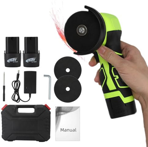 Angle Grinder, Cordless Angle Grinder, 18v Mini Brhless Pure Copper Motor Electric Grinding Tool for Cutting, Polishing and Sanding
