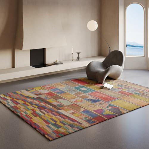 MINTIFNT Wohnzimmer Teppich Licht Luxus Wabi-Sabi-Stil Schlafzimmer Couchtisch Nachttisch Teppich rutschfest leicht zu kümmern, eine große Fläche zu verbreiten das Sofa Bodenkissen nehmen