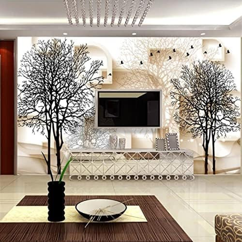 XLMING Schwarz-Weiße Baumkunst 3D Tapeten Home Esszimmer Sofa Schlafzimmer Wohnzimmer TV Hintergrund-150cm×105cm