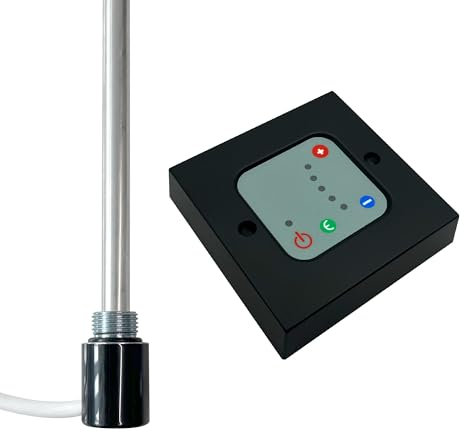 Electric Heating Element & Thermostatic Wall Controller for Bathroom Towel Rails Radiators Warmers - Black Controller & Element - 800w