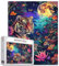 1000 Piece Jigsaw Puzzles for Adults Tiger at Full Moon Painting Jigsaw Puzzle African Animal Puzzles for Challenging Family Activity Game Forest Wildlife Art DIY Puzzle Wall Decor Gifts(Colorful)