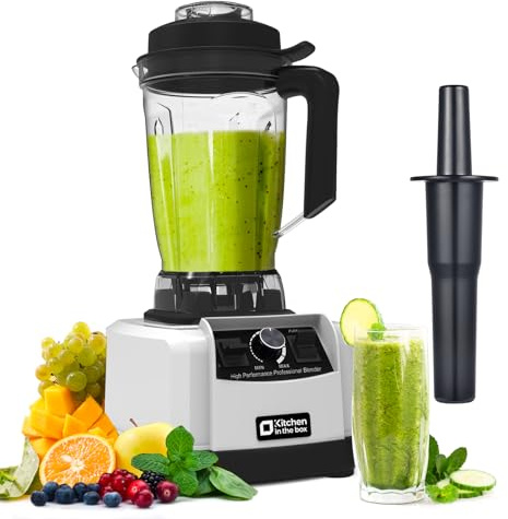 Kitchen in the box Blender 68 OZ, 1500 Watt Professional Smoothie Blenders with Stainless Steel Blades, BPA Free Blender for Frozen Drinks, Ice Crush, Protein Shakes (Silver)