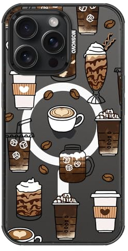 MOSNOVO Magnetische Hülle für iPhone 15 Pro Max, 3m Militärstandard-Schutz, Kompatibel mit MagSafe, Stoßfeste Handyhülle für iPhone 15 Pro Max - Kaffee - Transparent Schwarz