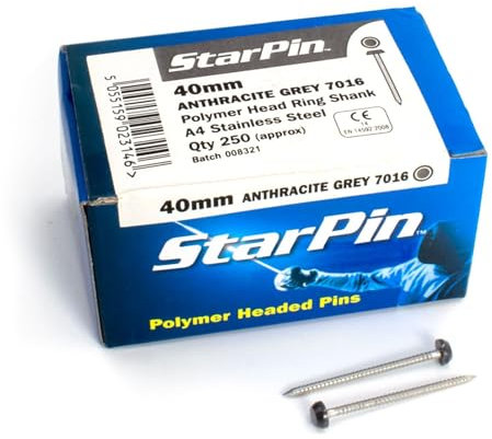 4.8mm Rapierstar StarPin Polymer Headed Pins - 40mm, Anthracite Grey