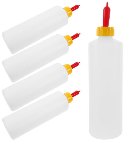Hohopeti 5 Sets 400ml Plastic Lamb Milk Bottle for Young Livestock Ideal for Calves Lambs and Small Animals Durable Feeding for Farm Use