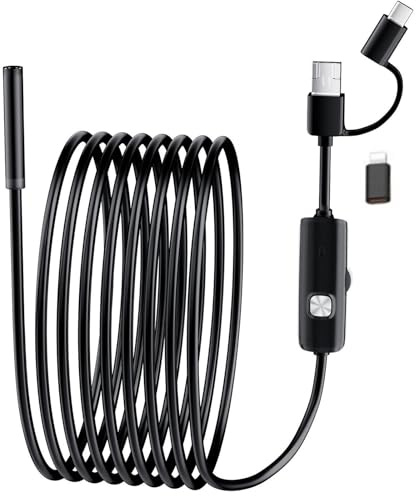 1920P Dual-Lens Lighting HD Endoscope, 8+1 Adjustable LED Light, IP67 Waterproof 16.5FT Round Wire. Available for Android and iOS Smartphones, iPhone, iPad, Samsung (16.5FT/5M)