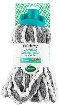 Beldray LA035389CDUUFFAS Antibac Mop Refill Pad – Super Absorbent Refill Head, Antibacterial Treated Fibres, Suitable for Laminate, Tiled, Wooden Flooring, Easy to Wring Loop Mop Head