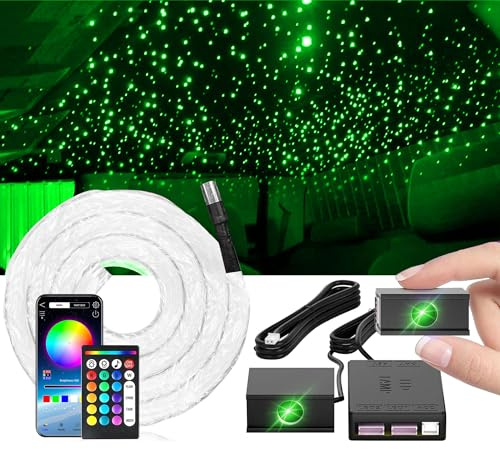 Split Starlight Headliner Kit - 800 Stück 0,02 Zoll 4,9 Fuß Glasfaser-RGBW-Sternenlichter für Auto mit 4 Lichtköpfen, 16W, einfach zu verstecken, flexible Verkabelung, APP/Fernbedienung für Autodach