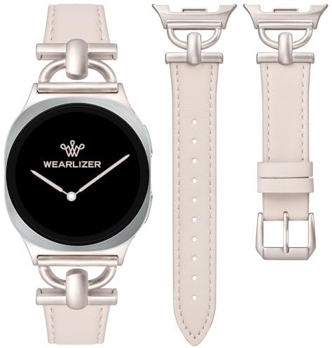 Wearlizer Cinturino in pelle compatibile con Samsung Galaxy Watch 8 Band 40mm 44mm/Watch 8 Classic 46mm, eleganti cinturini di design in pelle sottile con fibbia in metallo a D per donna