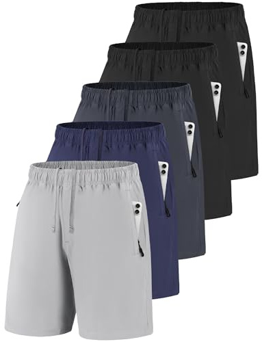 JOVCOVL Herren Sport Shorts, Schnell Trocknend mit Reißverschlusstaschen | Praktische 1/3/5 Pack Auswahl mit leichtem, atmungsaktivem Material für Sport, Training und komfortable Freizeitaktivitäten.