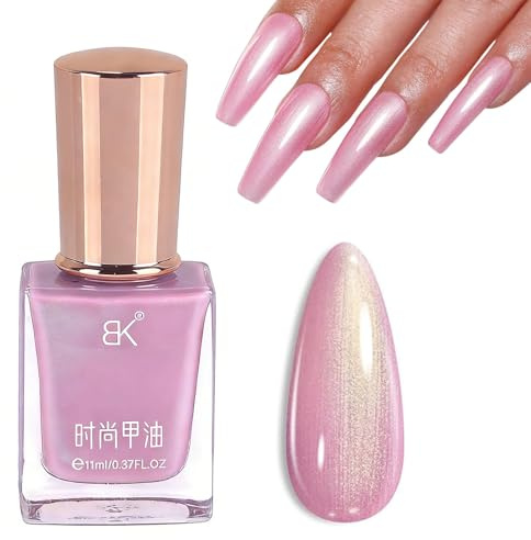 DMQ Pearl Nail Polish, Quick Dry Pink Nail Polish, Light Pink Shell Shimmer Nail Varnish, Pearlescent Mermaid Romantic Effect, Glitter Pearl High Shine for Nail Art DIY Home - No Need Bake