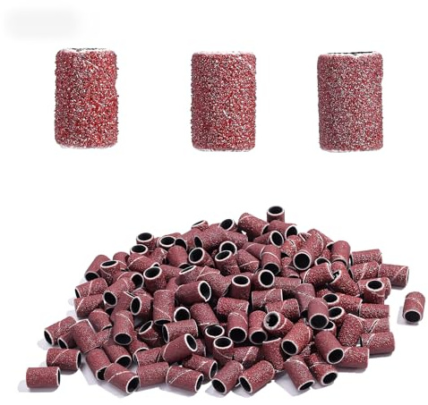 Katerk Schleifhülsen Nagelfräser 150 Stück Schleifband-Set für Rotationswerkzeuge, Körnung 80/120/180 Schleifhülsen, professionelles Zubehör für Nagelfräser