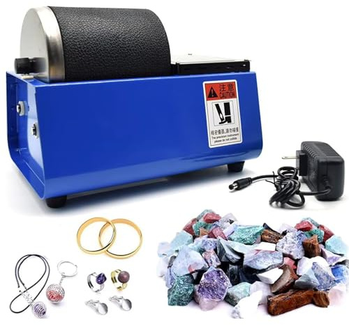 Rock Tumbler Machine à polir à vitesse réglable pour pierres précieuses, cristaux, pierre, verre et métal avec corps en caoutchouc étanche