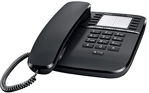 Gigaset DA510 - Schnurgebundenes Telefon mit praktischer Anrufanzeige - Kurzwahleinträge - großes Telefonbuch - Stummtaste mit Wartemelodie - Anrufsperre und Tastensperre, schwarz