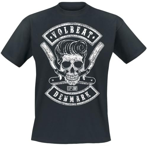 Volbeat Denmark Skull Männer T-Shirt schwarz M 100% Baumwolle Band-Merch, Bands, Totenköpfe