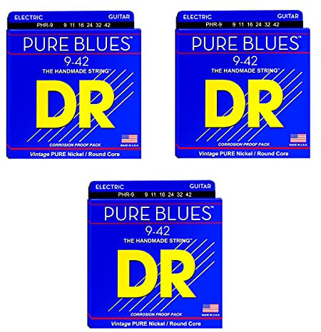 DR-PHR-9 - Pure Blues-E-Gitarrensaiten, 009-042, 3er pack
