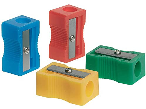 Q-Connect Plastic Pencil Sharpener Single Hole Assorted (Pack of 10)