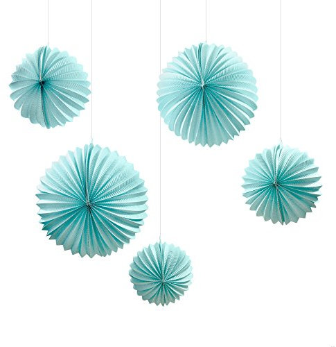 Frau WunderVoll® 5er Set LAMPIONS, HELLES TÜRKIS, 3X Ø19, 2X Ø27,5 cm/Deko Hochzeit, Seidenpapier, Seiden Blumen, Papierblumen, Geburtstagsdeko, Tischdeko, Hochzeitsdeko, Gartenfest, Garten Party