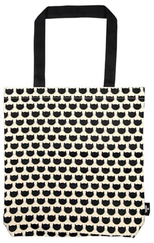 moses Ed, the Cat Shopper Cats allover, Stofftasche aus 100% Baumwolle, mit Katzenmotiv, Shopper mit Standboden für Einkäufe, Büro oder Uni, 39 x 42 cm, Schwarz