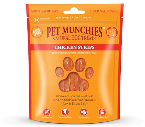 Pet Munchies Chicken Strips Dog Treats, Value Pack Dog Chews with Natural Real Meat, Low in Fat and High in Protein 320g (Pack of 3)
