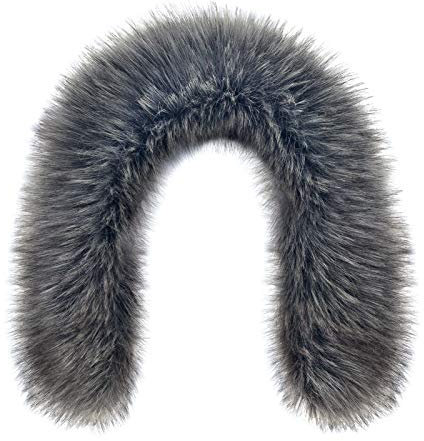 Futrzane Classic Piel para Capucha - Tira Cuello de Pelo Desmontable para Abrigo (XS, Gris Oscuro Classic)