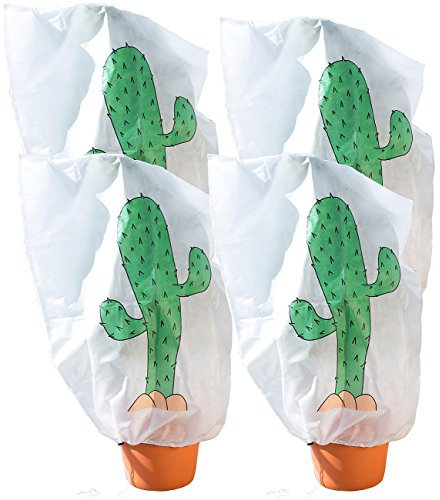 infactory Pflanzen Gewebe-Planen: 4er-Set Winterschutz-Haube Kaktus für Pflanzen, 110 x 120 cm (Winterschutz-Vliese für Stammrose, Abdeck-Haube für Strauch, Weihnachten)
