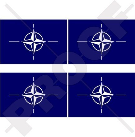 NATO Flagge Nordatlantik Vertrag Organisation, OTAN 50mm Auto & Motorrad Aufkleber, x4 Vinyl Stickers