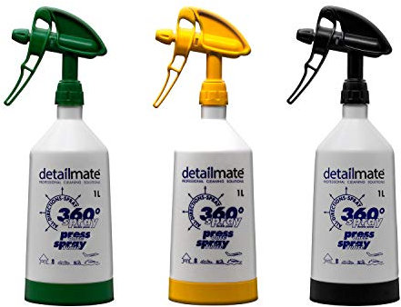 detailmate Juego Made by Kwazar 3 Mercury Super Pro + 360 grados Viton Pulverizador, Double Action Trigger. Transparente Escala, Stand, 0,5 litros, Jamaica