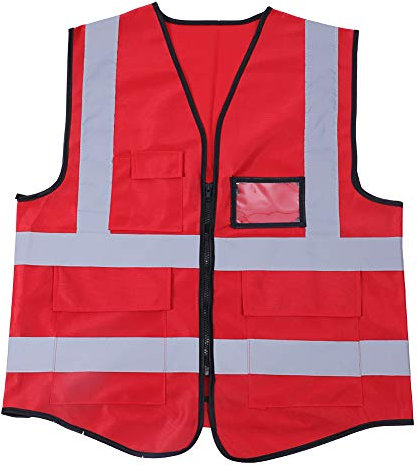 Reflektierende Westen, Mehrfarbige Reflektierende Warnweste mit Normaler Sichtweite Sicherheitsgröße Weste (28.00 * 15.00 * 7.00cm-rot)