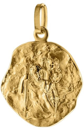 trendor Anhänger Christophorus Gold 585 (14 Karat) Ø 16 mm wunderschönes Schmuckstück aus Echtgold für Damen und Herren, zauberhafte Geschenkidee, 75256