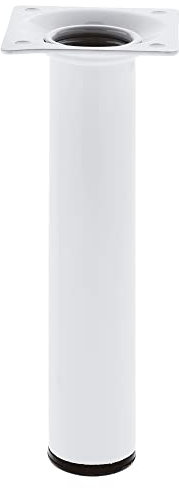 Amig - Pieds de Meuble Ronds | Mod. 4 | Ø30 x 100 mm | avec vis de réglage | Vissable en 4 Points | Résistant jusqu'à 15 Kg/Pied | Acier Blanc