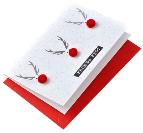Perleberg tierische Weihnachtskarte - hochwertige Weihnachtspostkarte mit liebevoll gestalteten Elch-Motiv - Karte Weihnachten für schöne Weihnachtsgrüße - Grußkarte