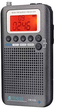 Retekess TR105 Radio Digitale Portatile Air Band Radio FM AM SW CB AIR VHF Radio Sintonizzatore Digitale con Funzione di Temporizzatore e Orologio (Grigio)