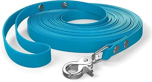 10m Schleppleine, Hundeleine, Handschlaufe, Cyan-Blau, sehr stabil, schmutz- und wasserabweisend