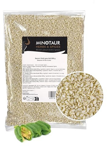 Minotaur Seeds | Sesam Weiss geschält, Sesamsaat Natürlich, Vegan, 2 x 500g (1 Kg)